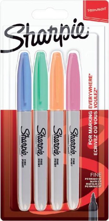 Sharpie Permanent Markers Pastel – 4 stuks – Ronde punt 0.9MM