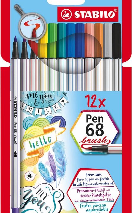 STABILO Pen 68 Brush Viltstiften 12 kleuren