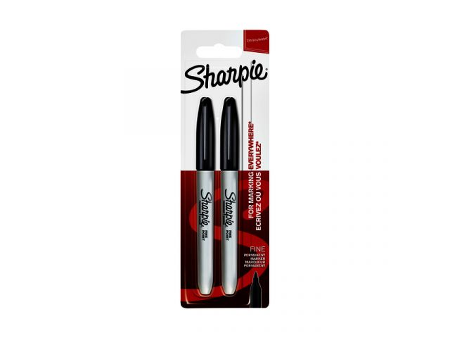Viltstift Sharpie rond 0.9mm zwart blister à 2 stuks