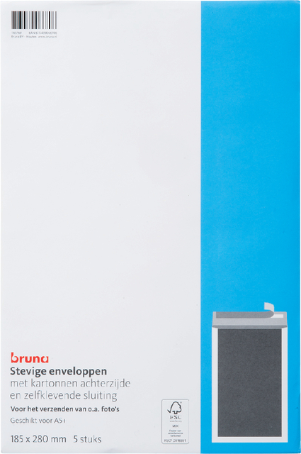 Envelop Bruna bordrug 185x280mm zelfklevend wit 5stuks