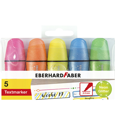 Markeerstift Eberhard Faber mini glitter neon etui 5 stuks