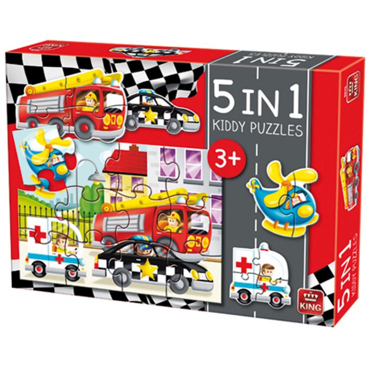 Kiddy 5 In 1 Auto's - Kinder Puzzel