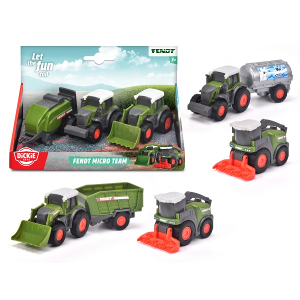 Dickie Toys Fendt Tractor 3-delige Set (3 Assorti) 9 Cm